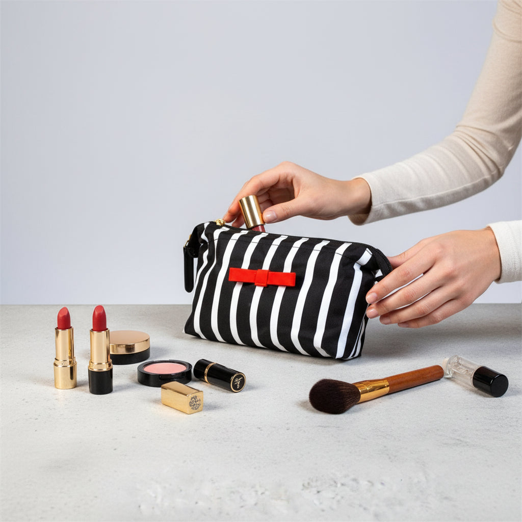 Cosmetic Black And White Pouch