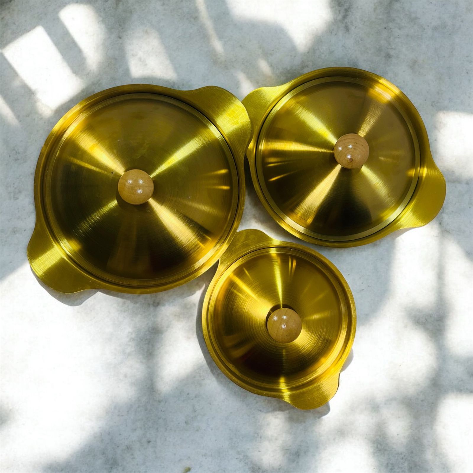Golden Stainless Steel Serving Bowl 3pc