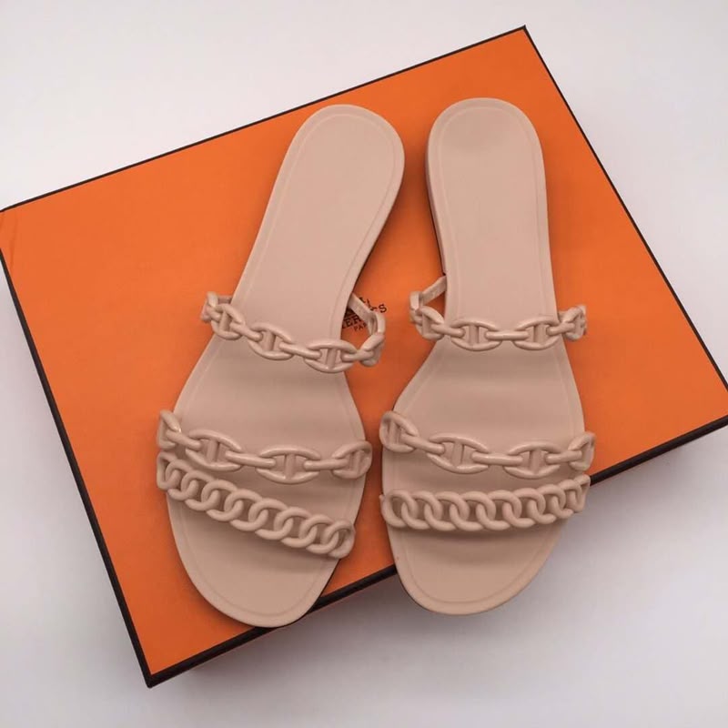 Hermes Peach Slippers