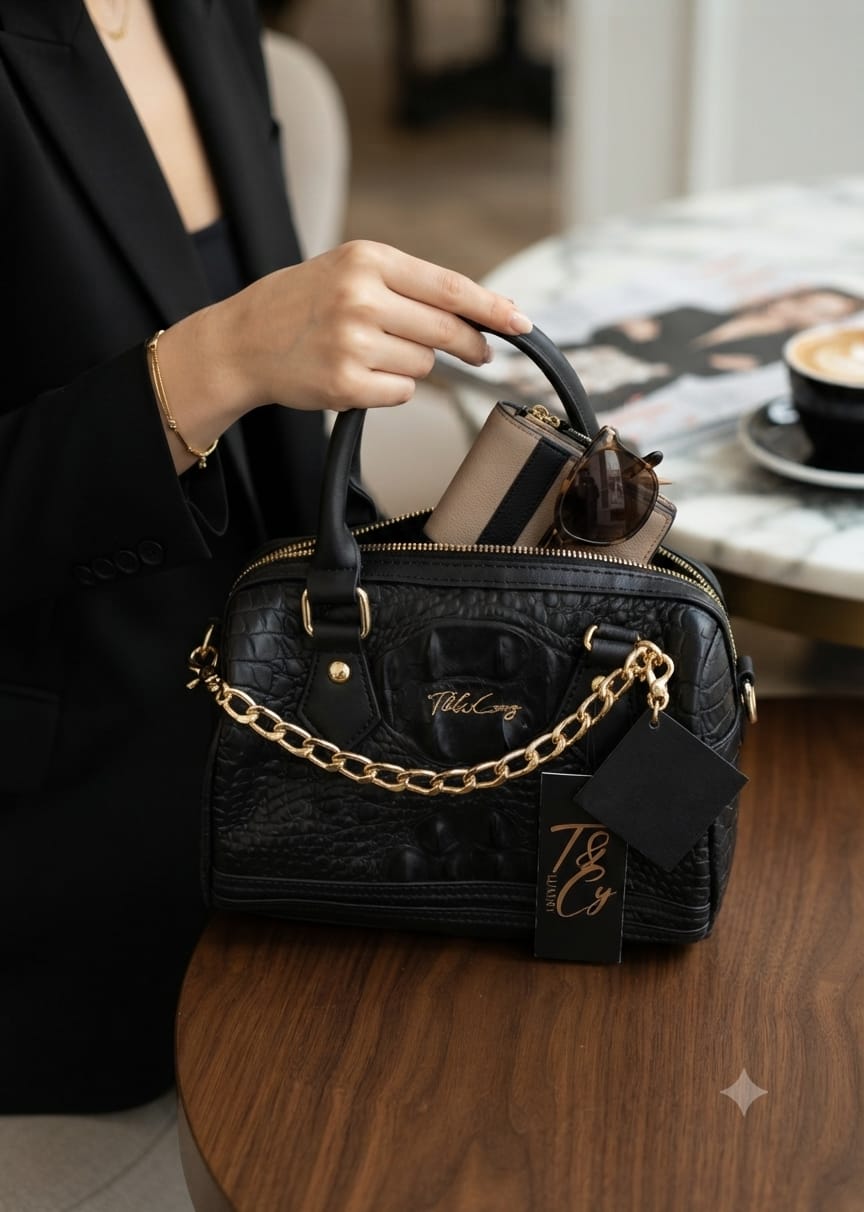 Tote & Carry Crocodile Embossed Handbag