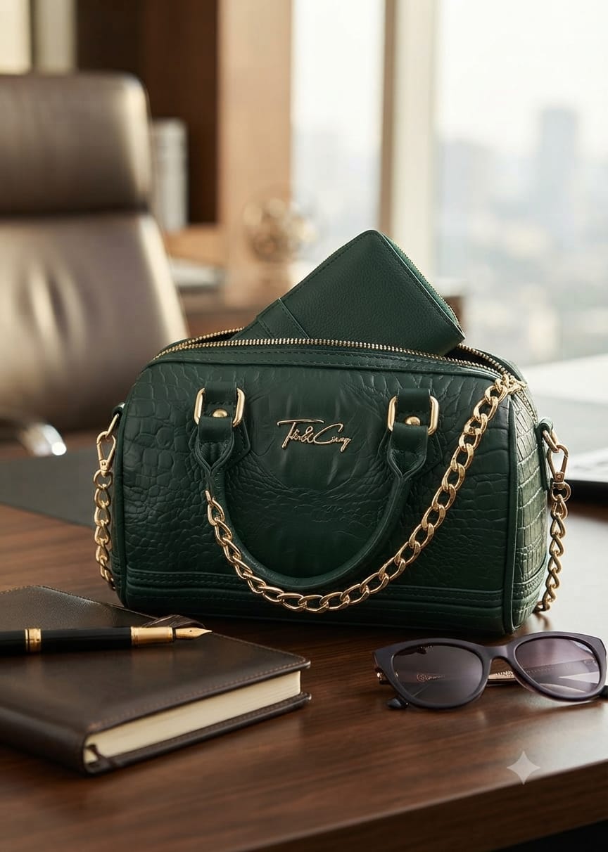 Tote & Carry Crocodile Embossed Handbag