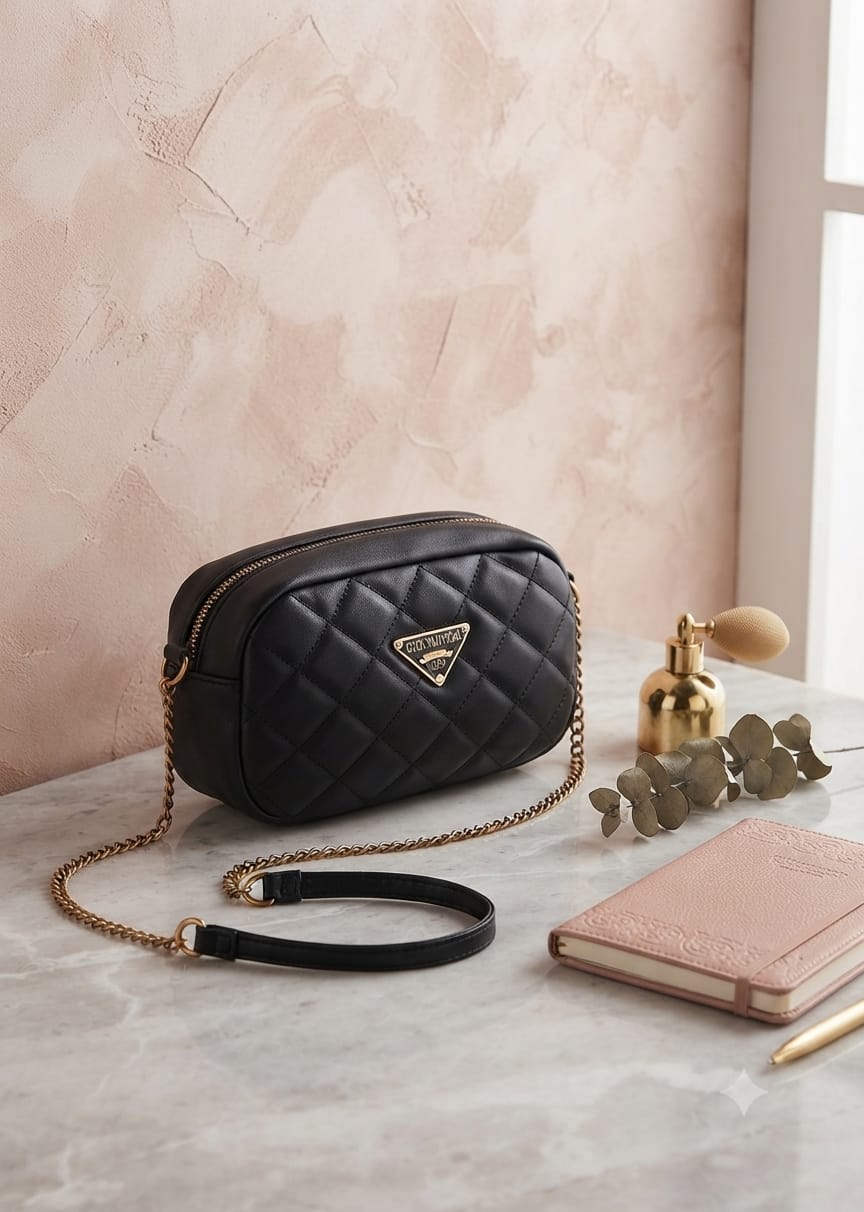 Glossy Quilted Crossbody Bag