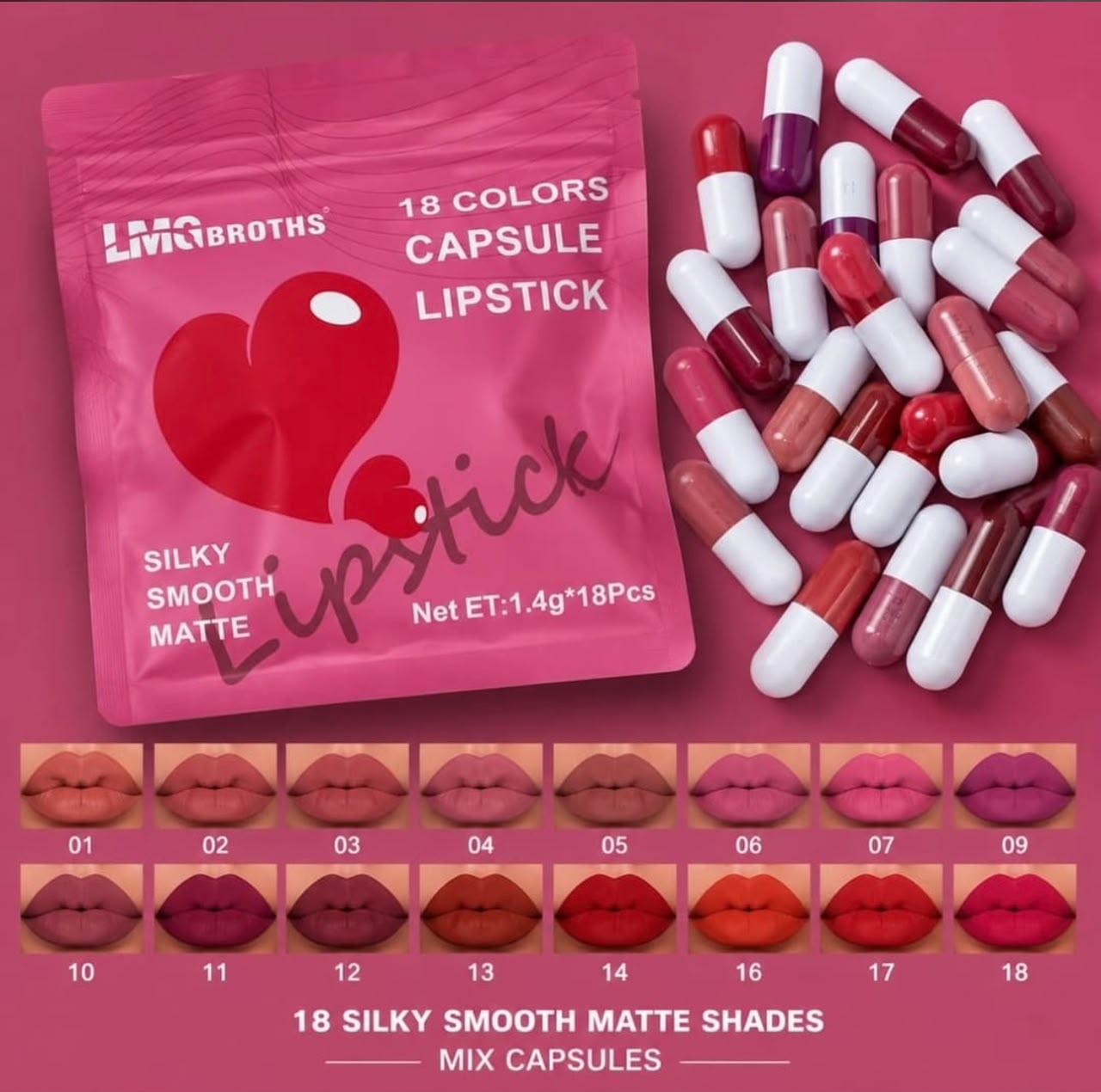 18 Color Lipstick Pouches