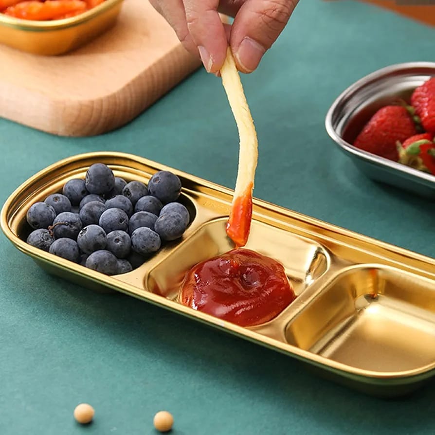 STAINLESS STEEL SAUCE PLATE 3IN 1