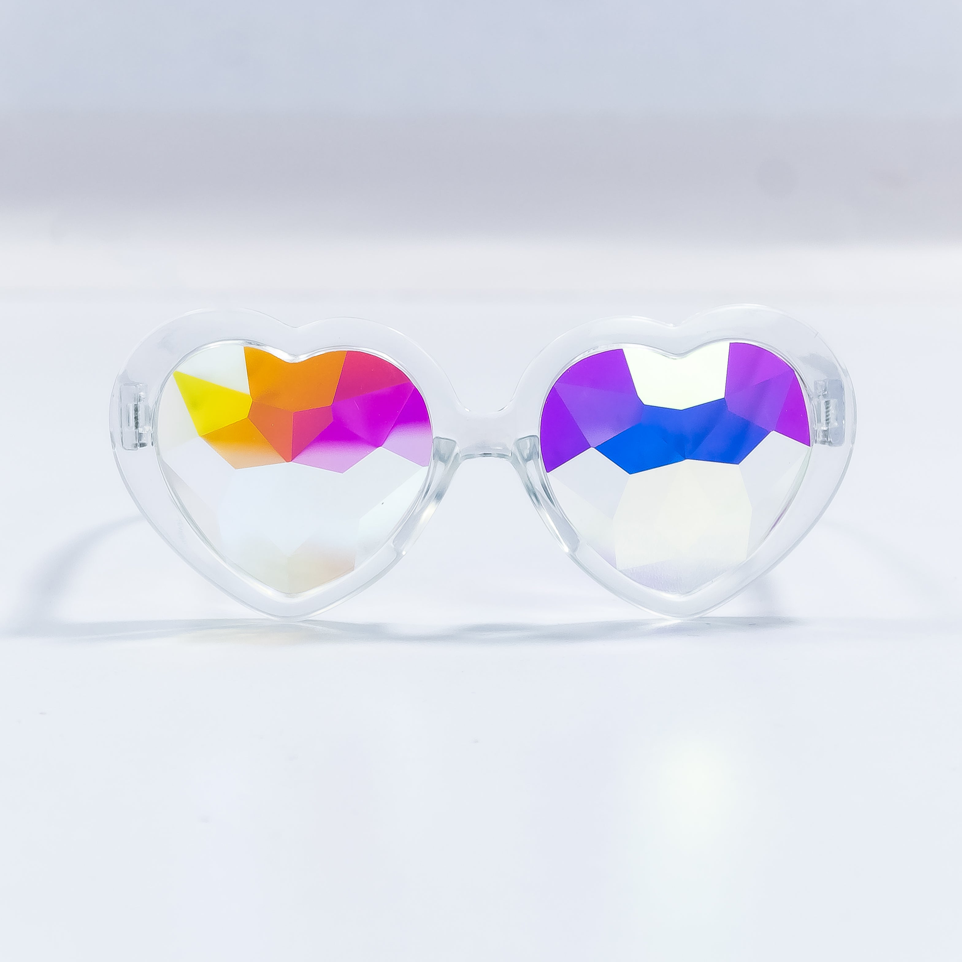 SUN GLASSES GLOFX HEART SHAPED KALEIDOSCOPE - FESTIVAL RAINBOW RAVE DIFFRACTION